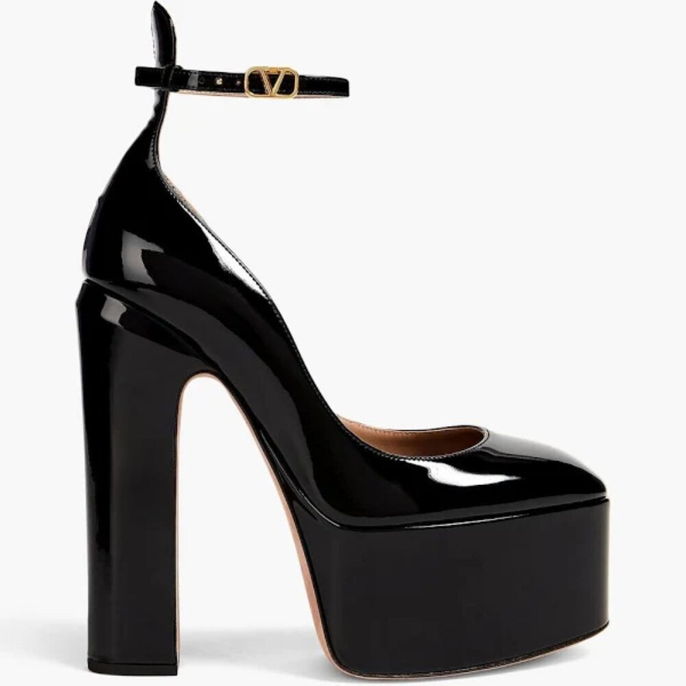 VALENTINO TAN-GO PLATFORM PUMP IN BLACK PATENT LEATHER 155 MM 39.5